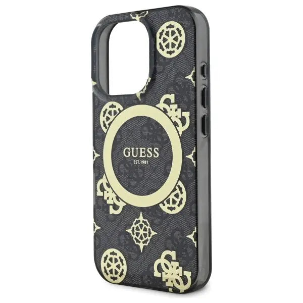 Guess IML Peony On 4G Background MagSafe Case for iPhone 16 Pro Max - Black - Cell phone cases and covers<<<HurtelXML