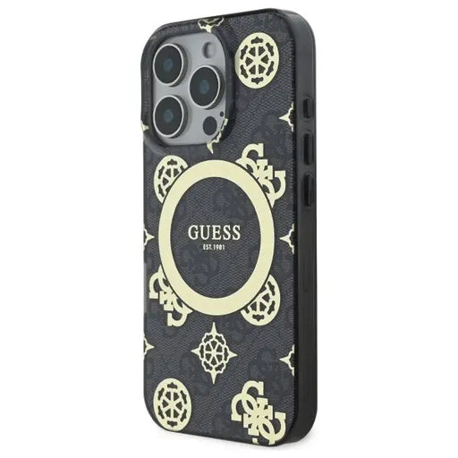 Guess IML Peony On 4G Background MagSafe Case for iPhone 16 Pro Max - Black - Cell phone cases and covers<<<HurtelXML