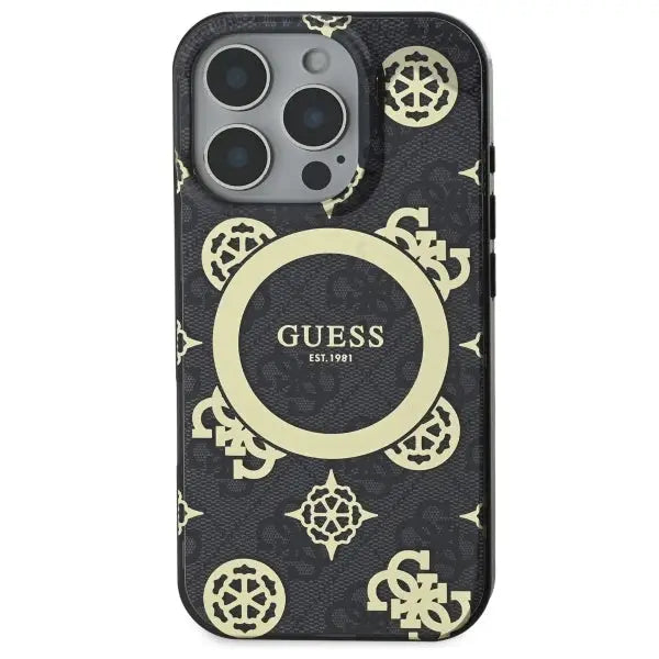Guess IML Peony On 4G Background MagSafe Case for iPhone 16 Pro Max - Black - Cell phone cases and covers<<<HurtelXML
