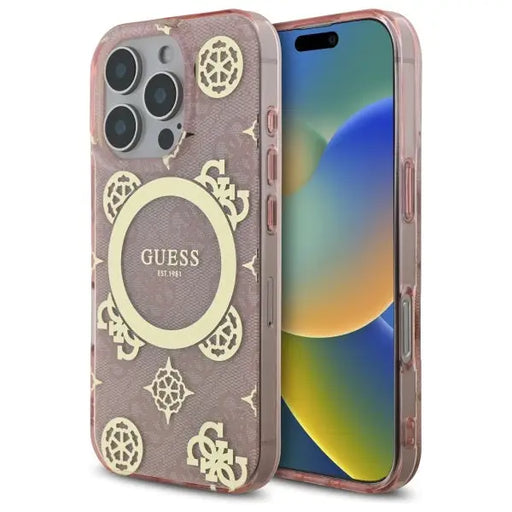 Guess IML Peony On 4G Background MagSafe Case for iPhone 16 Pro - Pink - Cell phone cases and covers<<<HurtelXML