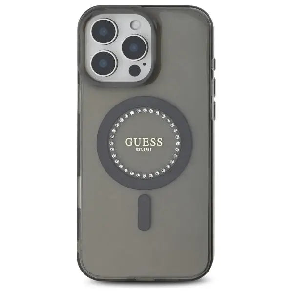 Guess IML Rhinestones MagSafe Case for iPhone 16 Pro Max - Black - Cell phone cases and covers<<<HurtelXML