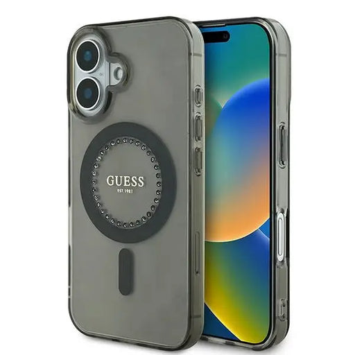 Guess IML Rhinestones MagSafe iPhone 16 Plus Case - Black - Cell phone cases and covers<<<HurtelXML