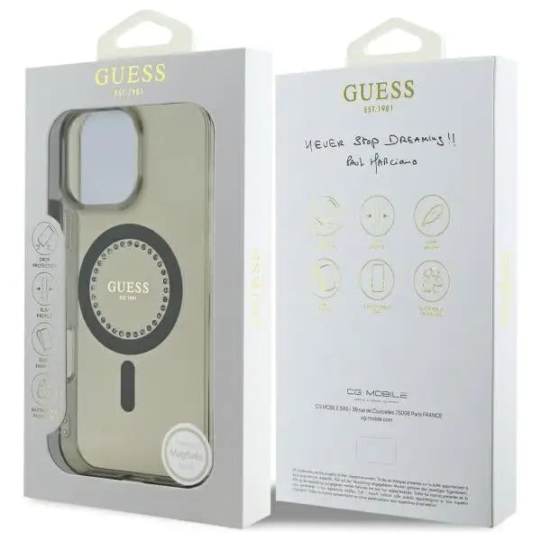 Guess IML Rhinestones MagSafe iPhone 16 Pro Case - Black - Cell phone cases and covers<<<HurtelXML