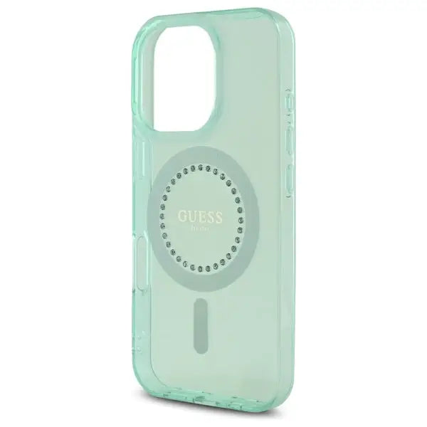 Guess IML Rhinestones MagSafe iPhone 16 Pro Max Case - Green - Cell phone cases and covers<<<HurtelXML