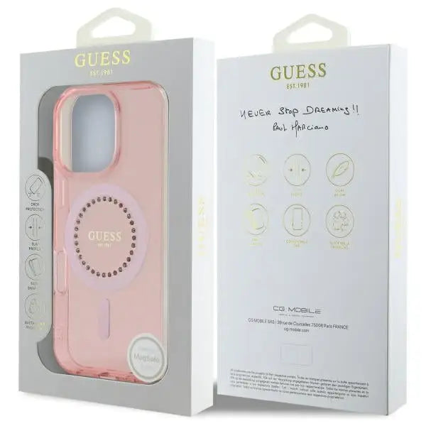 Guess IML Rhinestones MagSafe iPhone 16 Pro Max Case - Pink - Cell phone cases and covers<<<HurtelXML