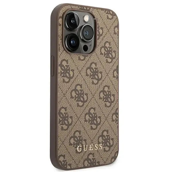 Guess iPhone 14 Pro Max 4G Metal Gold Logo Series Case - Brown - Cell phone cases and covers<<<HurtelXML