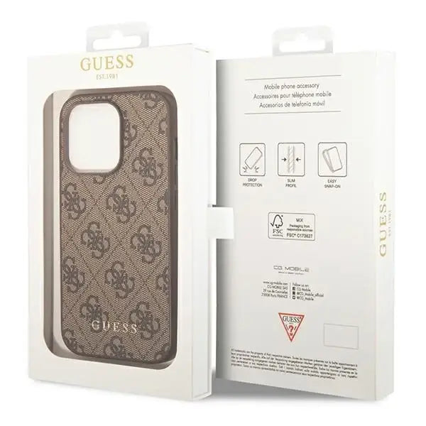 Guess iPhone 14 Pro Max 4G Metal Gold Logo Series Case - Brown - Cell phone cases and covers<<<HurtelXML