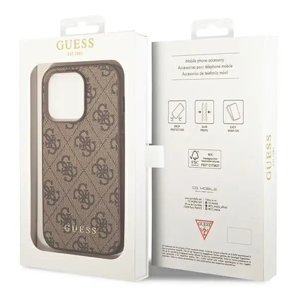 Guess iPhone 14 Pro Max 4G Metal Gold Logo Series Case - Brown - Cell phone cases and covers<<<HurtelXML