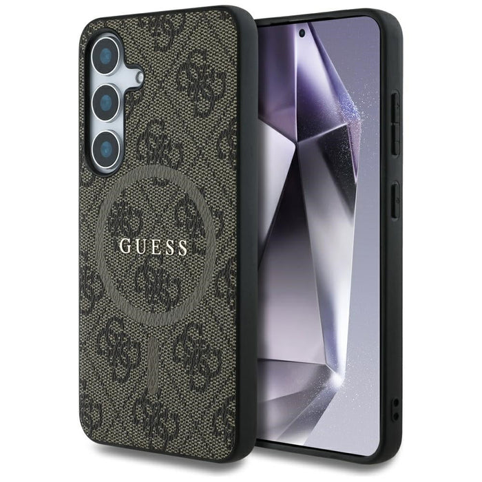 Guess Leather 4G Colored Ring Classic Logo MagSafe Samsung Galaxy S25 Plus case brown - Cell phone cases