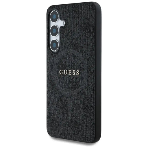 Guess Leather 4G Colored Ring Classic Logo MagSafe Samsung Galaxy S25 case black - Cell phone cases