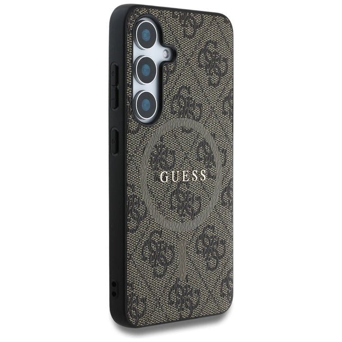 Guess Leather 4G Colored Ring Classic Logo MagSafe Samsung Galaxy S25 Plus case brown - Cell phone cases