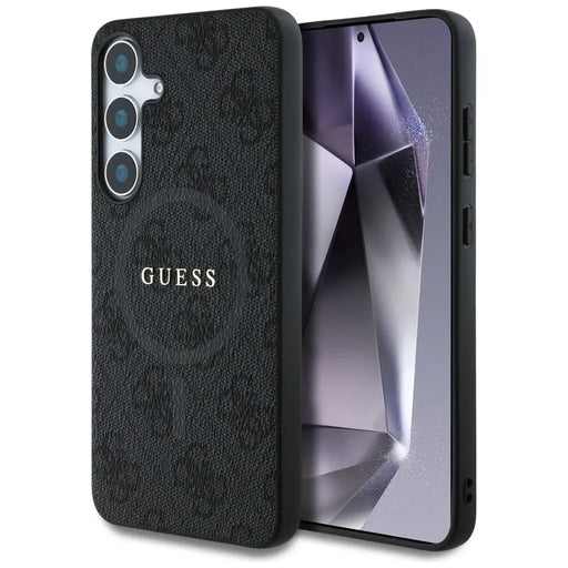 Guess Leather 4G Colored Ring Classic Logo MagSafe Samsung Galaxy S25 case black - Cell phone cases