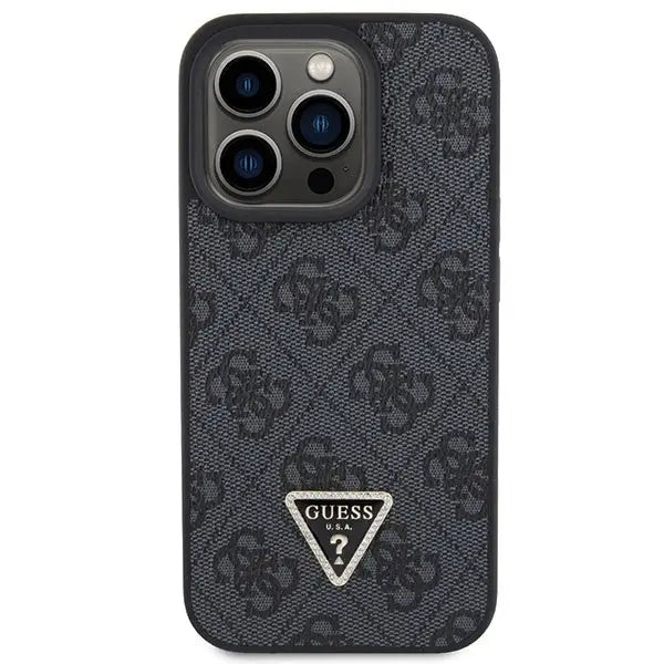 Guess Leather 4G Diamond Triangle case for iPhone 15 Pro Max - black - Cell phone cases and covers<<<HurtelXML