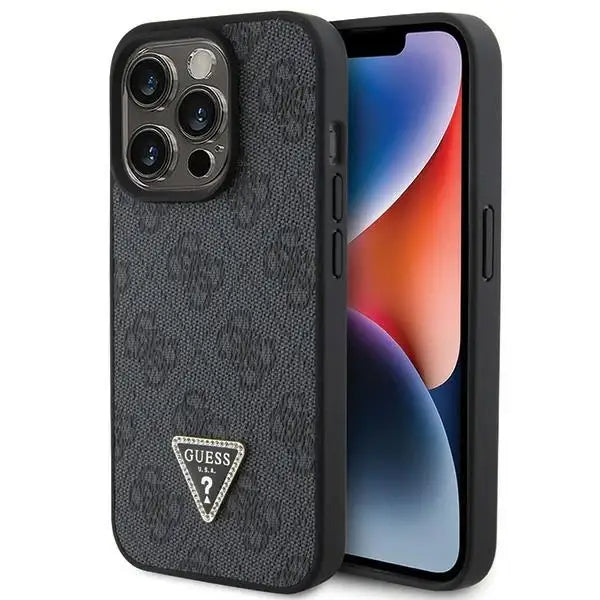 Guess Leather 4G Diamond Triangle case for iPhone 15 Pro Max - black - Cell phone cases and covers<<<HurtelXML