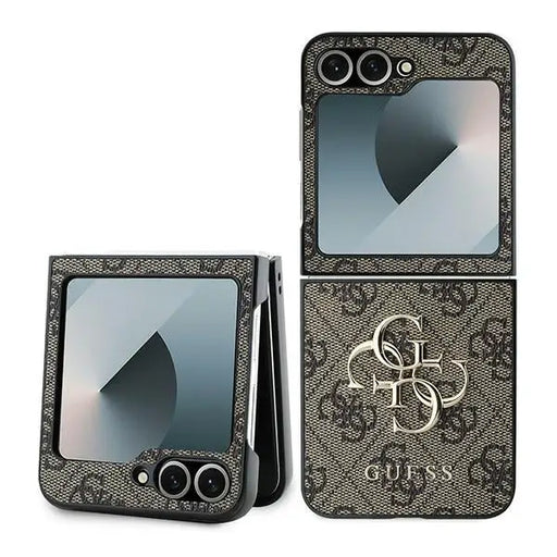 Guess Leather 4G Metal Logo Case for Samsung Galaxy Z Flip 6 - Brown - Cell phone cases and covers<<<HurtelXML