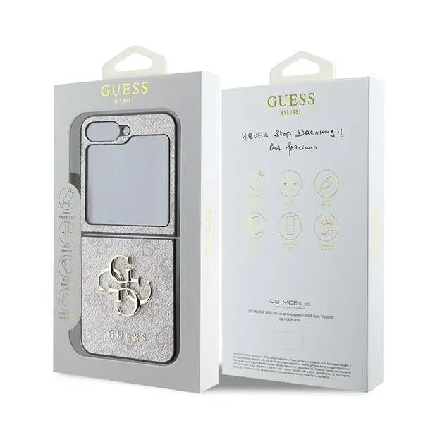 Guess Leather 4G Metal Logo Case for Samsung Galaxy Z Flip 6 - Pink - Cell phone cases and covers<<<HurtelXML