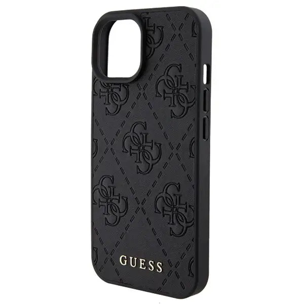 Guess Leather 4G Stamped case for iPhone 15 - black - Cell phone cases and covers<<<HurtelXML