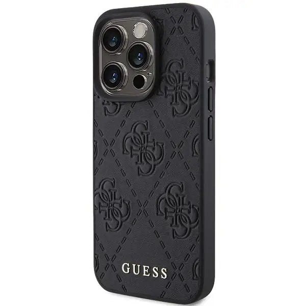 Guess Leather 4G Stamped case for iPhone 15 Pro - black - Cell phone cases and covers<<<HurtelXML
