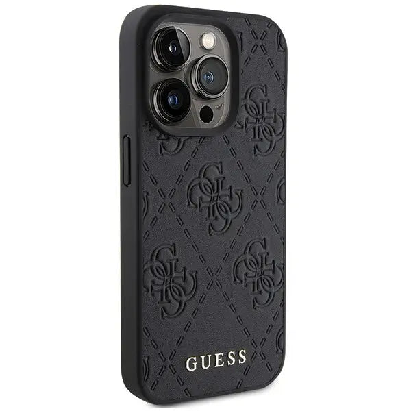 Guess Leather 4G Stamped case for iPhone 15 Pro Max - black - Cell phone cases and covers<<<HurtelXML