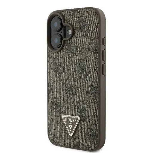 Guess Leather 4G Triangle Strass MagSafe Case for iPhone 16 Plus - Brown - Cell phone cases and covers<<<HurtelXML
