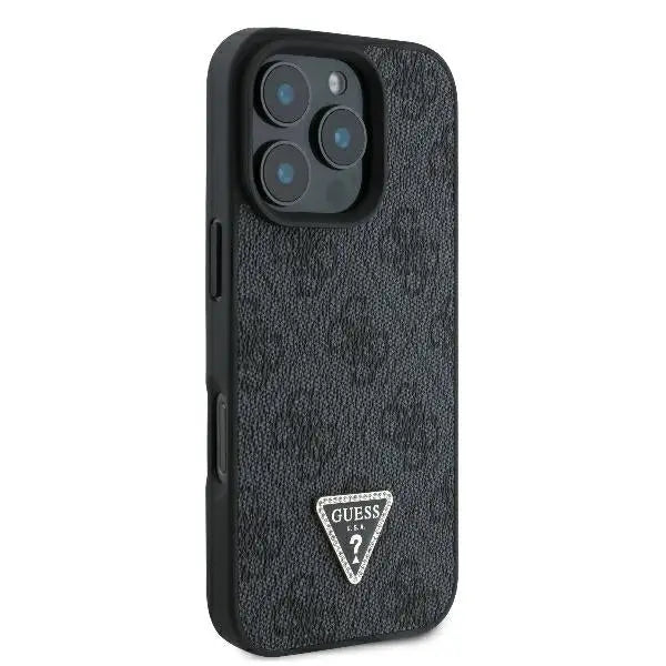 Guess Leather 4G Triangle Strass MagSafe Case for iPhone 16 Pro Max - Black - Cell phone cases and covers<<<HurtelXML