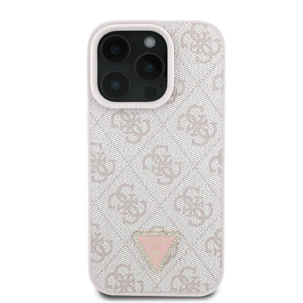 Guess Leather 4G Triangle Strass MagSafe Case for iPhone 16 Pro Max - Pink - Cell phone cases and covers<<<HurtelXML