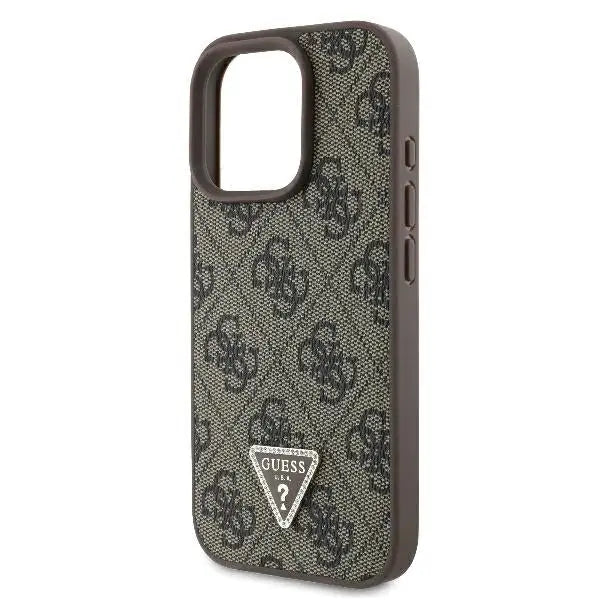 Guess Leather 4G Triangle Strass MagSafe Case for iPhone 16 Pro Max - Brown - Cell phone cases and covers<<<HurtelXML