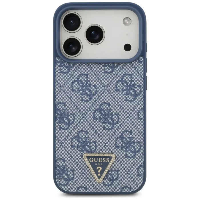 Guess Leather 4G Triangle Strass MagSafe Case for iPhone 17 Pro - Blue - Cell phone cases and covers<<<HurtelXML