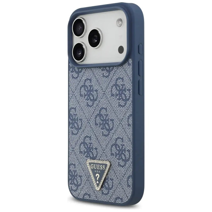 Guess Leather 4G Triangle Strass MagSafe Case for iPhone 17 Pro - Blue - Cell phone cases and covers<<<HurtelXML