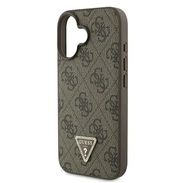 Guess Leather 4G Triangle Strass MagSafe iPhone 16 Case - Brown - Cell phone cases and covers<<<HurtelXML