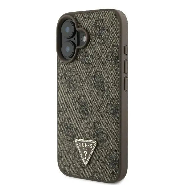 Guess Leather 4G Triangle Strass MagSafe iPhone 16 Case - Brown - Cell phone cases and covers<<<HurtelXML