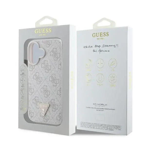 Guess Leather 4G Triangle Strass MagSafe iPhone 16 Case - Pink - Cell phone cases and covers<<<HurtelXML