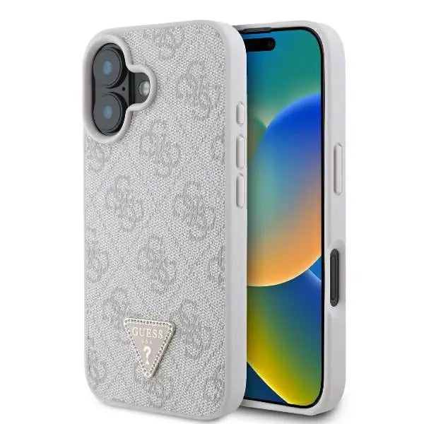 Guess Leather 4G Triangle Strass MagSafe iPhone 16 Case - Pink - Cell phone cases and covers<<<HurtelXML