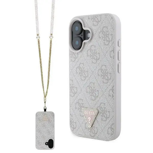 Guess Leather Metal Logo Strass Crossbody Case for iPhone 16 - Pink - Cell phone cases and covers<<<HurtelXML