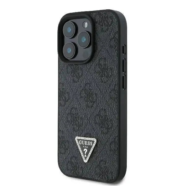 Guess Leather Metal Logo Strass Crossbody Case for iPhone 16 Pro - Black - Cell phone cases and covers<<<HurtelXML