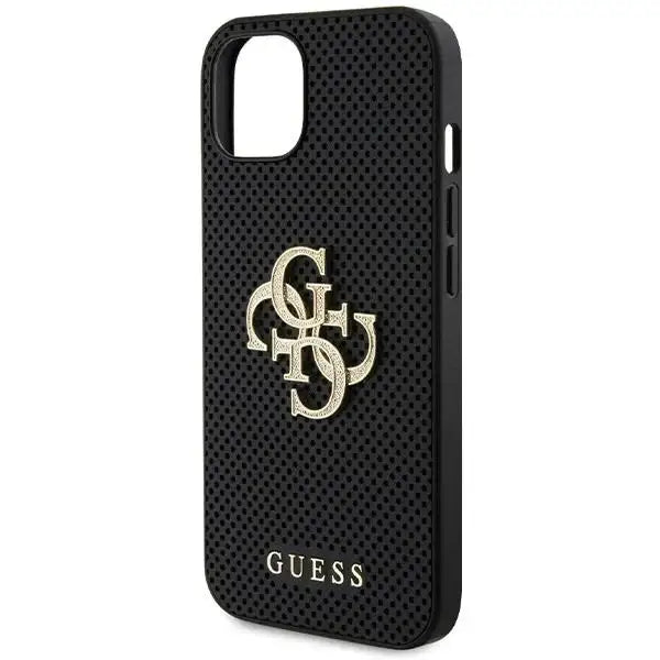 Guess Leather Perforated 4G Glitter Logo case for iPhone 15 - black - Cell phone cases and covers<<<HurtelXML