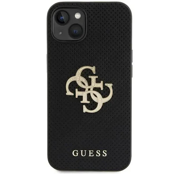 Guess Leather Perforated 4G Glitter Logo case for iPhone 15 - black - Cell phone cases and covers<<<HurtelXML