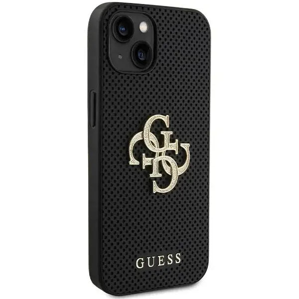 Guess Leather Perforated 4G Glitter Logo case for iPhone 15 - black - Cell phone cases and covers<<<HurtelXML