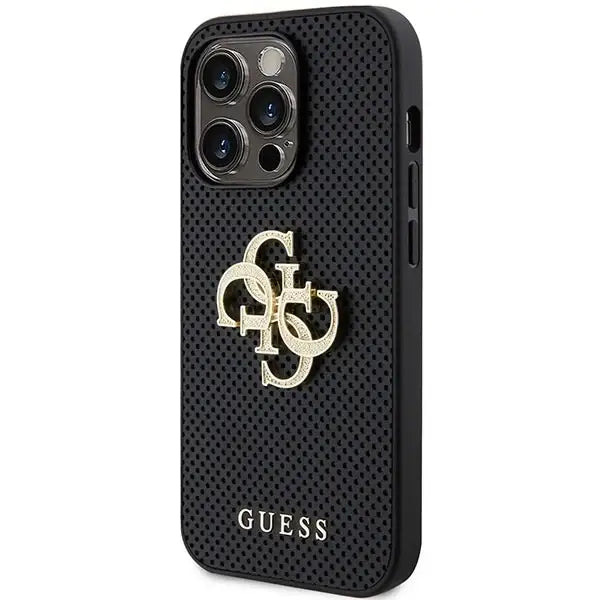 Guess Leather Perforated 4G Glitter Logo Case for iPhone 15 Pro - Black - Cell phone cases and covers<<<HurtelXML