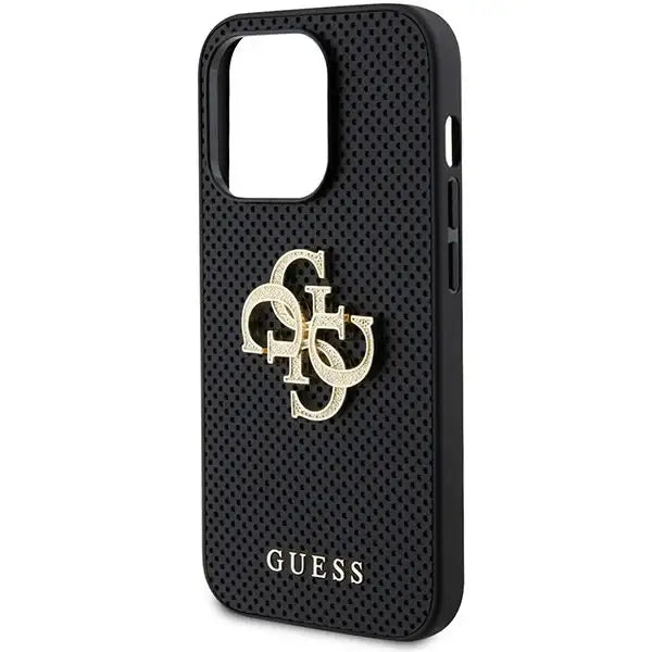 Guess Leather Perforated 4G Glitter Logo Case for iPhone 15 Pro - Black - Cell phone cases and covers<<<HurtelXML