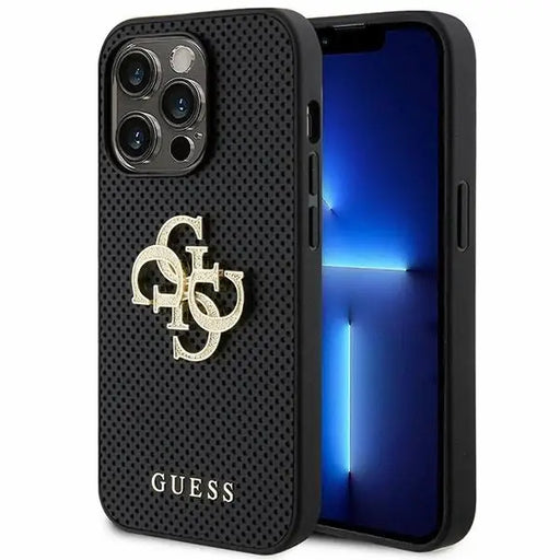 Guess Leather Perforated 4G Glitter Logo Case for iPhone 15 Pro Max - Black - Cell phone cases and covers<<<HurtelXML