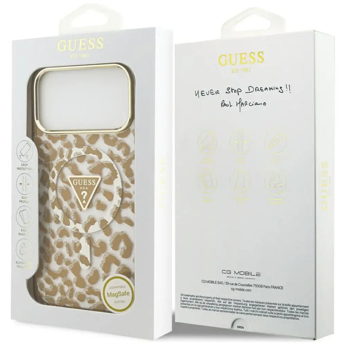 Guess Leopard Glitter MagSafe Case for iPhone 17 Pro Max - Brown - Cell phone cases and covers<<<HurtelXML