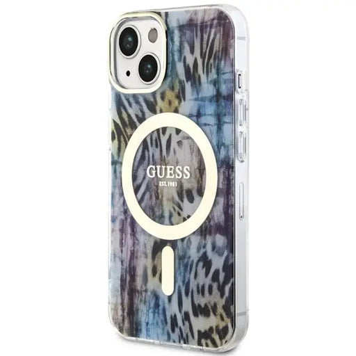 Guess Leopard MagSafe case for iPhone 14 - blue - Cell phone cases and covers<<<HurtelXML