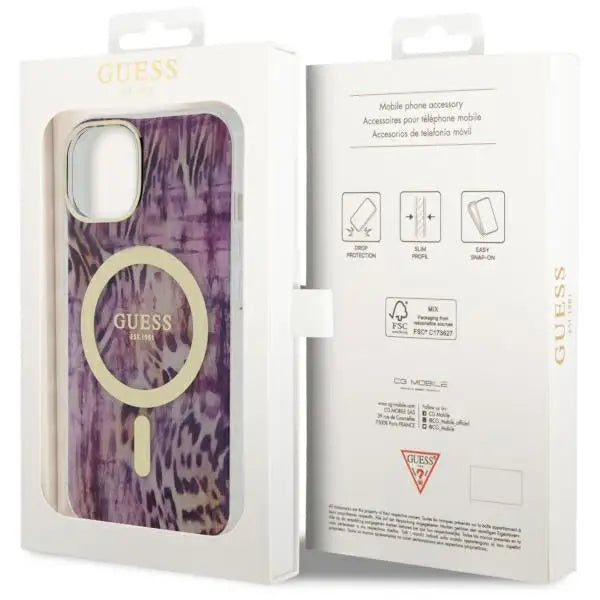 Guess Leopard MagSafe case for iPhone 14 - pink - Cell phone cases and covers<<<HurtelXML