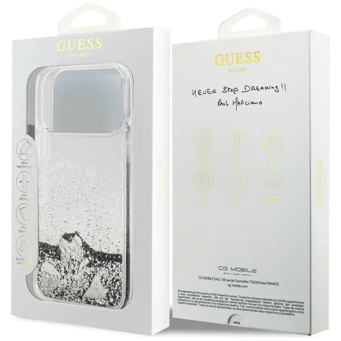 Guess Liq case. Glitter Charms for iPhone 17 Pro - silver - Cell phone cases and covers<<<HurtelXML