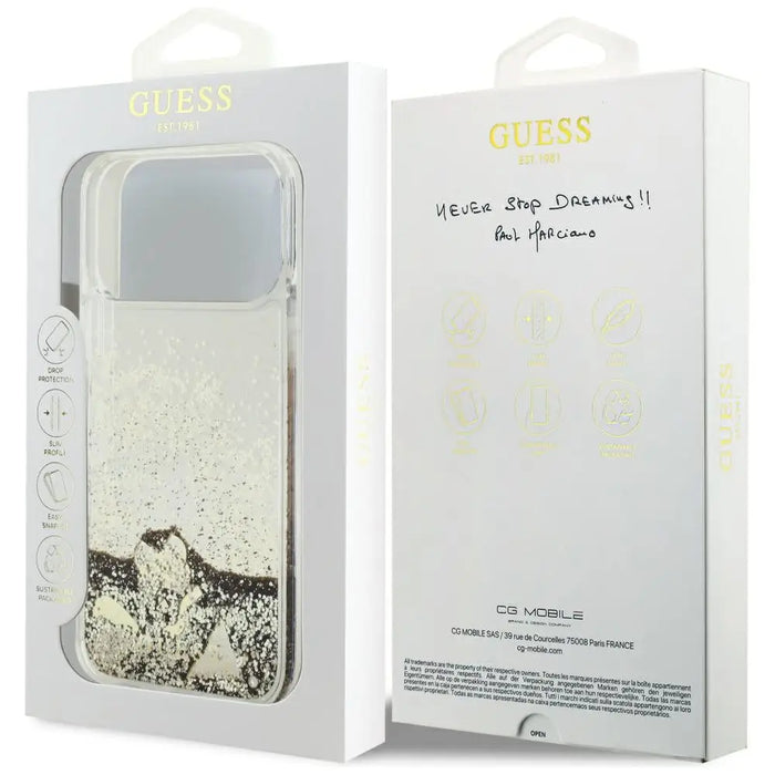 Guess Liq. Glitter 4 Charms Case for iPhone 17 Pro Max - Gold - Cell phone cases and covers<<<HurtelXML