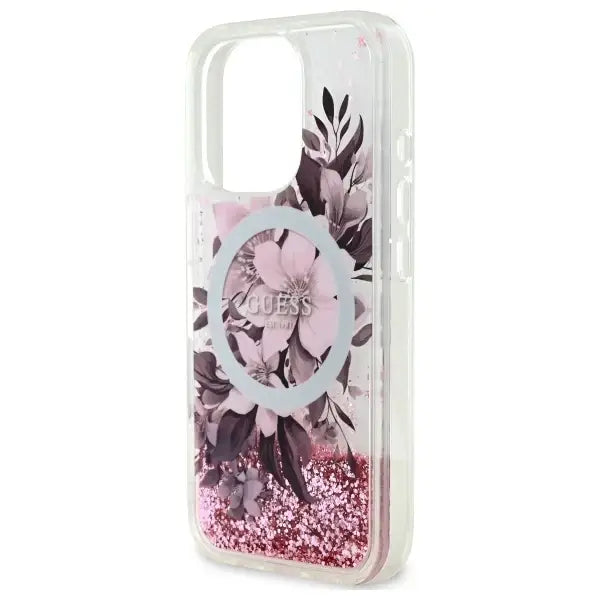 Guess Liquid Glitter Flower MagSafe iPhone 16 Pro Case - Pink - Cell phone cases and covers<<<HurtelXML
