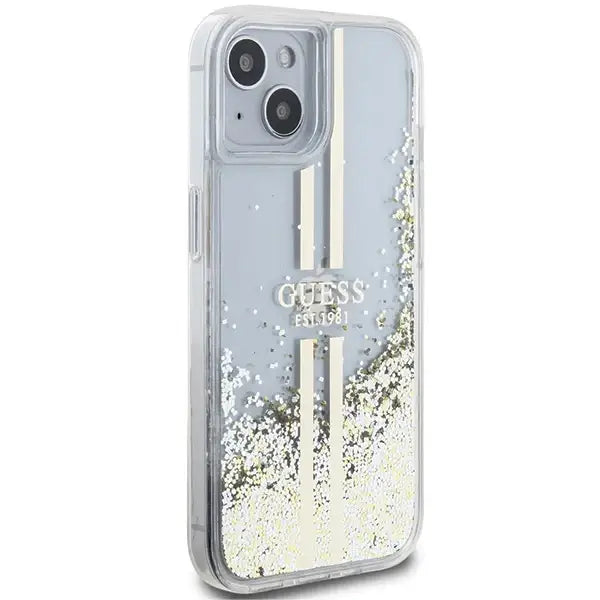 Guess Liquid Glitter Gold Stripes case for iPhone 15 / 14 / 13 - transparent - Cell phone cases and covers<<<HurtelXML