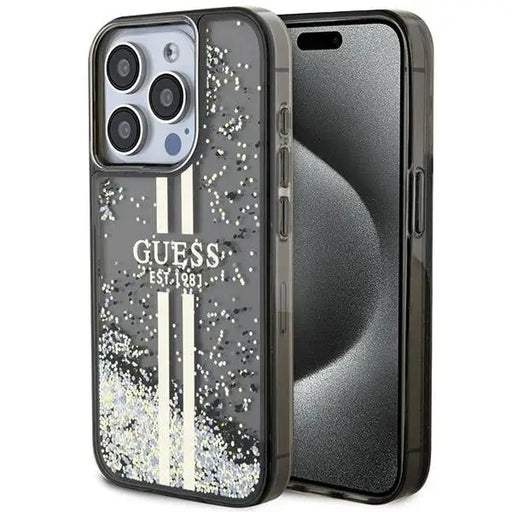 Guess Liquid Glitter Gold Stripes case for iPhone 15 Pro Max - black - Cell phone cases and covers<<<HurtelXML