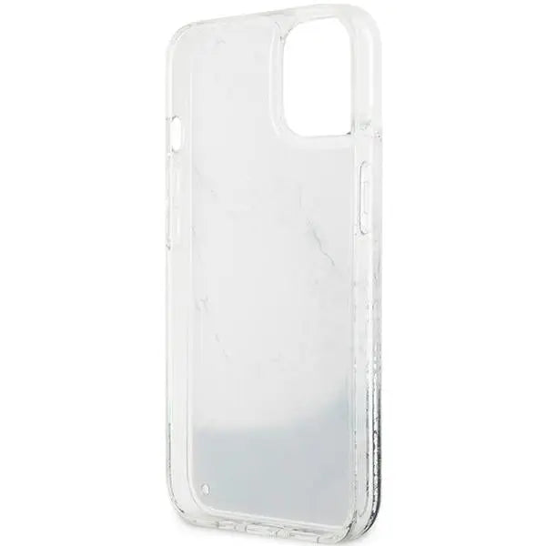 Guess Liquid Glitter Marble case for iPhone 14 - white - Cell phone cases and covers<<<HurtelXML